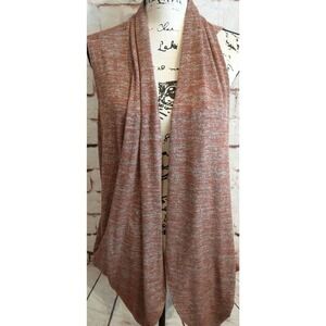 LOGO Lori Goldstein Women's Sz Large Rust Clay Slouchy Vest Open Cardigan Fall